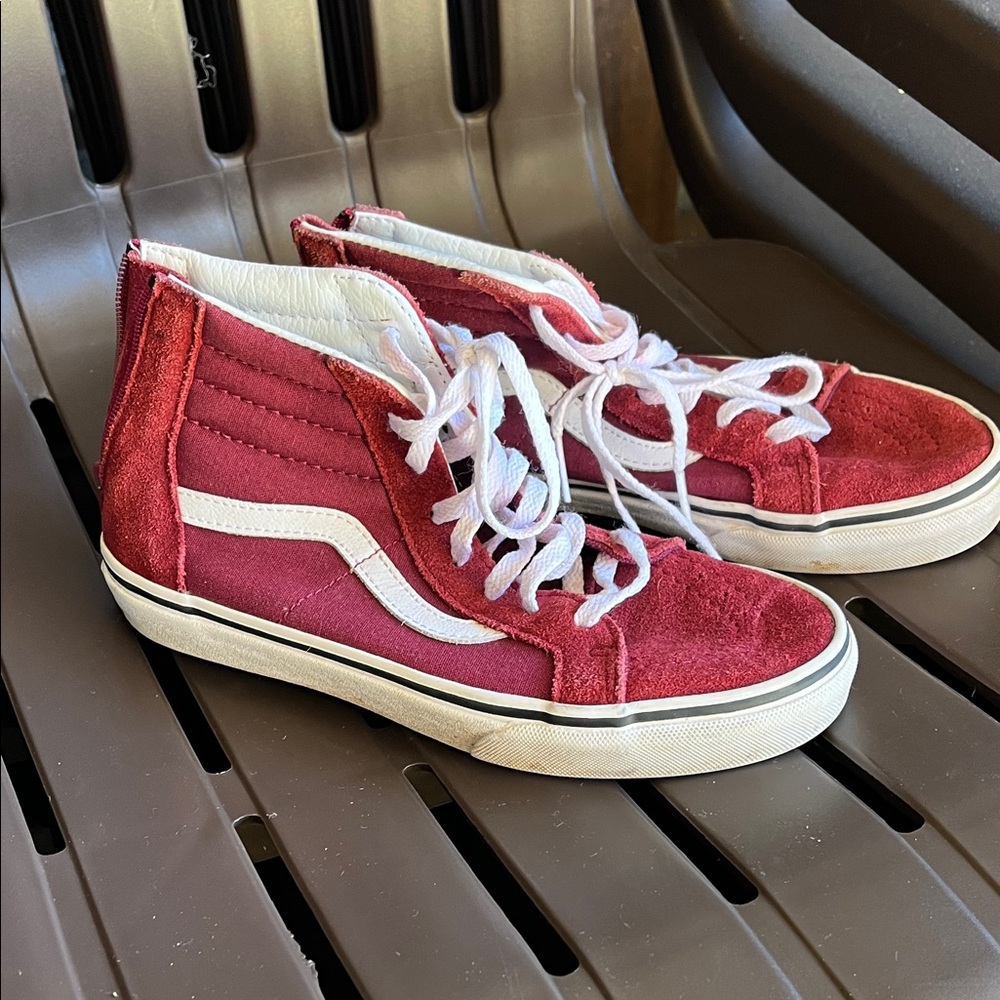 Vans Kids Red and White High-Top Sneakers